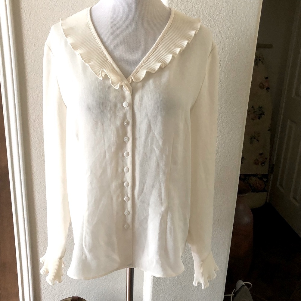 Vintage Womens Romantic Ruffle Top Judith Hart Cottage Secretary 90s Blouse 12